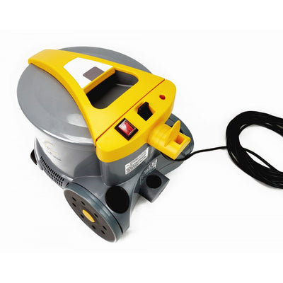 Commercial Canister Vacuum AS6 - Johnny Vac - Heavy Duty - On-Board Tools - Paper Bag - Grey & Yellow - Super Vacs