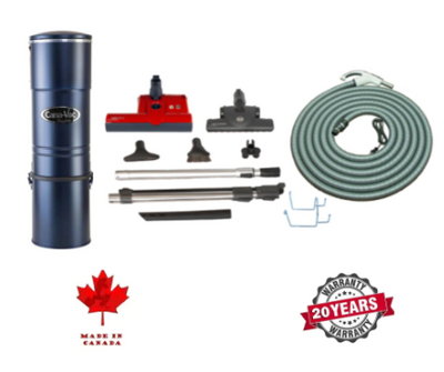 Canavac LS590 with SEBO Premium Central Vacuum Kit with ET-2 15" Power Head Designed for Hard Floors and Low-High Pile Carpeting   (30Ft, 35Ft Hose) - Super Vacs Vacuums