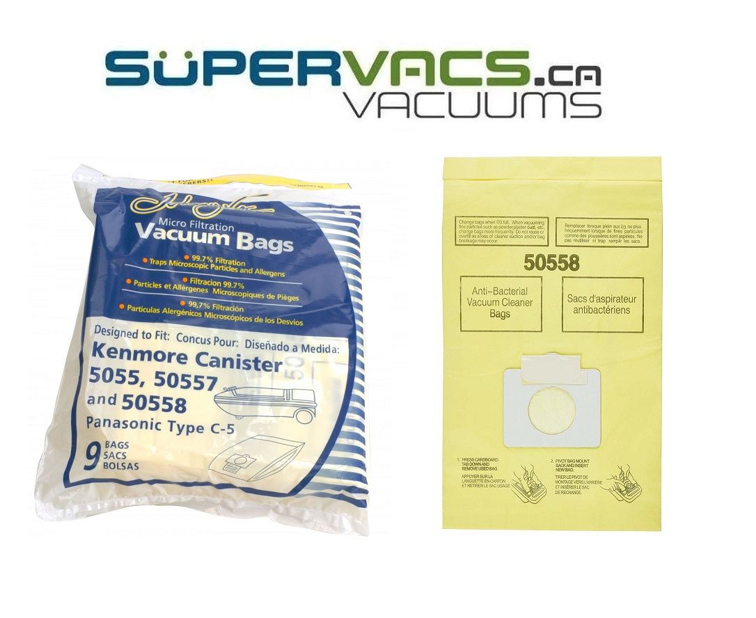 Kenmore/Panasonic C (5055, 50558, 50403 ) Replacement Vacuum Bags (9 pack) - Super Vacs
