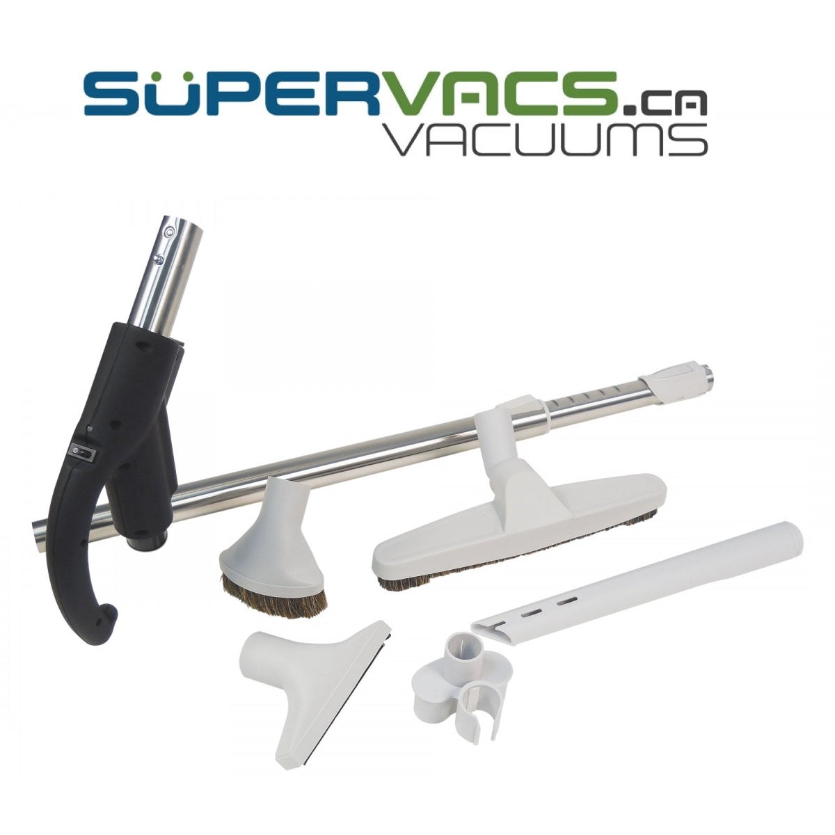 Hide-A-Hose RF Ready Grip Handle with Control and Coupler & Hardfloor Tool Kit - Grey - Super Vacs