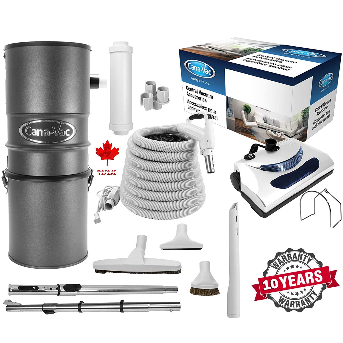 CanaVac Ethos CV700SP Compact Central Vacuum Cleaner With Deluxe Electric Package - 700AW for homes up to 8,000 Sq.F. - Super Vacs